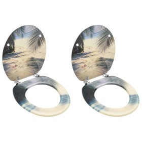 Asientos de inodoro con tapa 2 unidades MDF diseño de