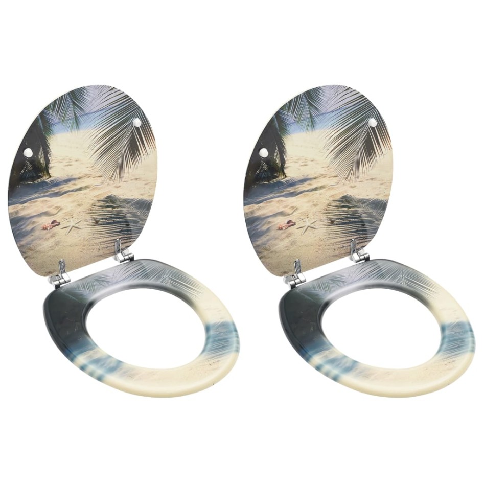 Asientos de inodoro con tapa 2 unidades MDF diseño de