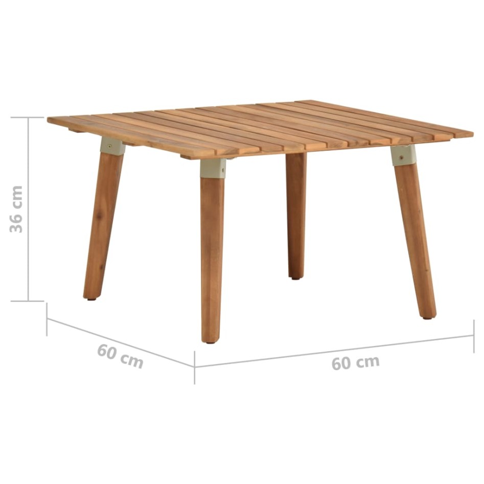 Mesa de centro de jardín madera maciza de acacia 60x60x36