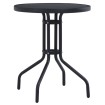 Mesa de jardín acero y vidrio negro 80 cm