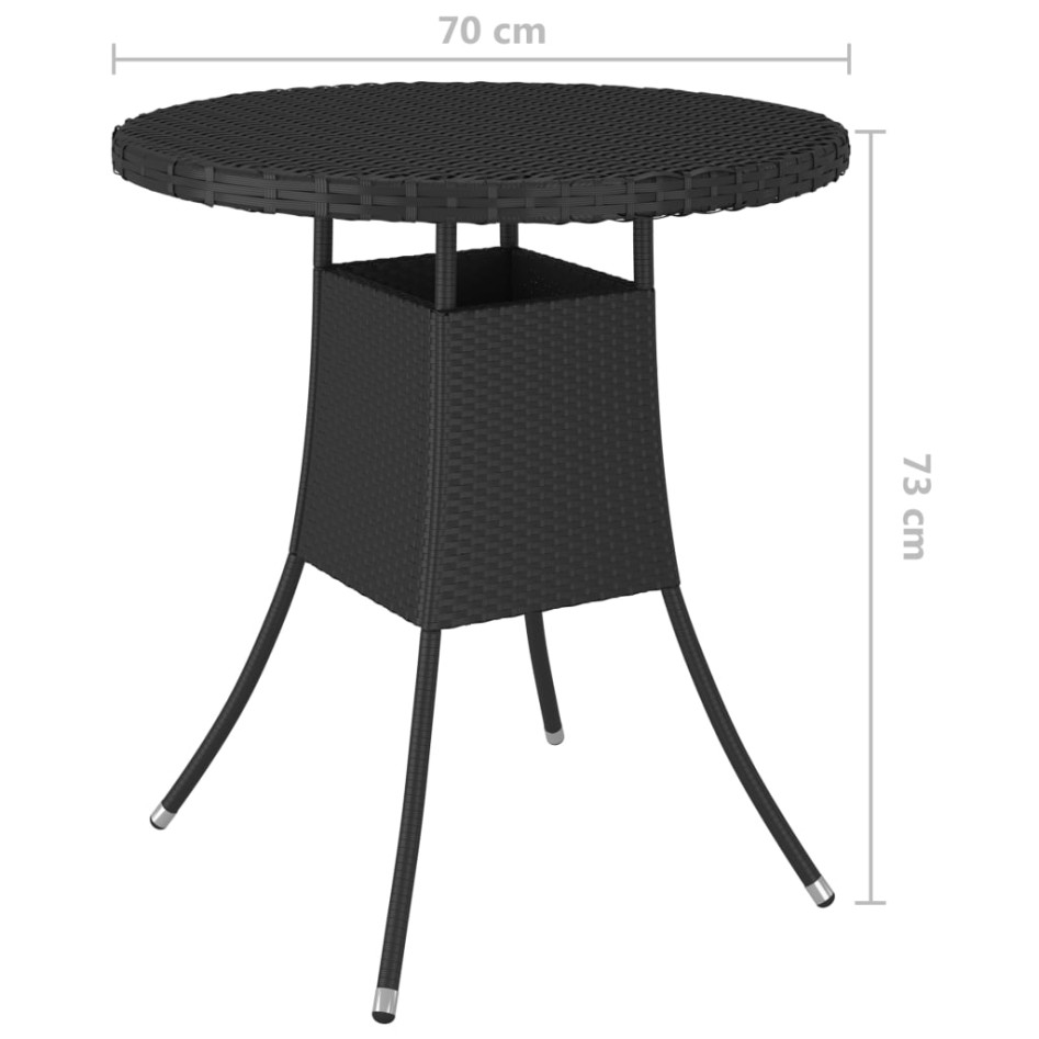 Mesa de jardín ratán sintético negro 70x70x73