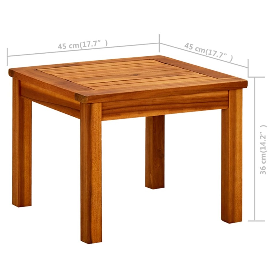 Mesa de centro de jardín madera maciza de acacia 45x45x36