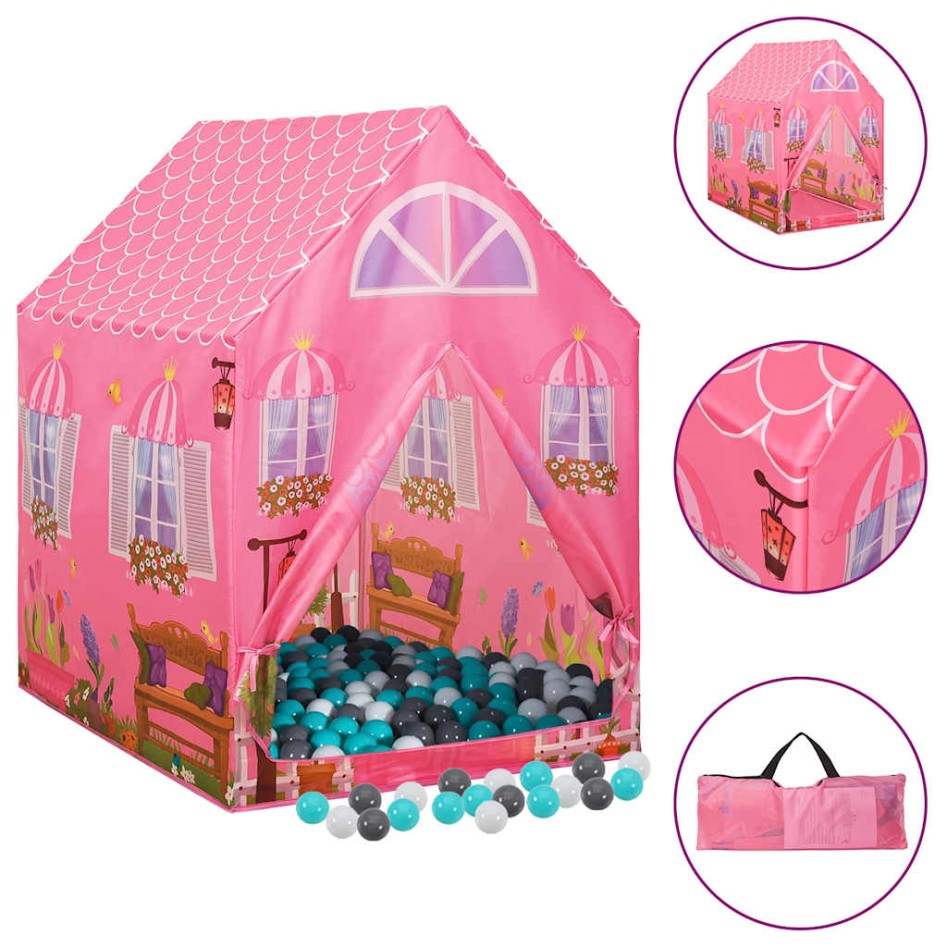 Tienda de juegos para niños con 250 bolas rosa 69x94x104