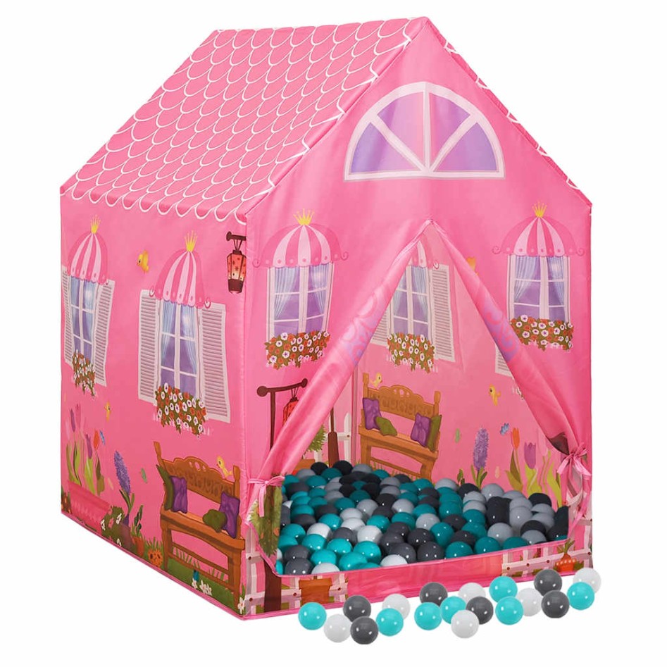 Tienda de juegos para niños con 250 bolas rosa 69x94x104