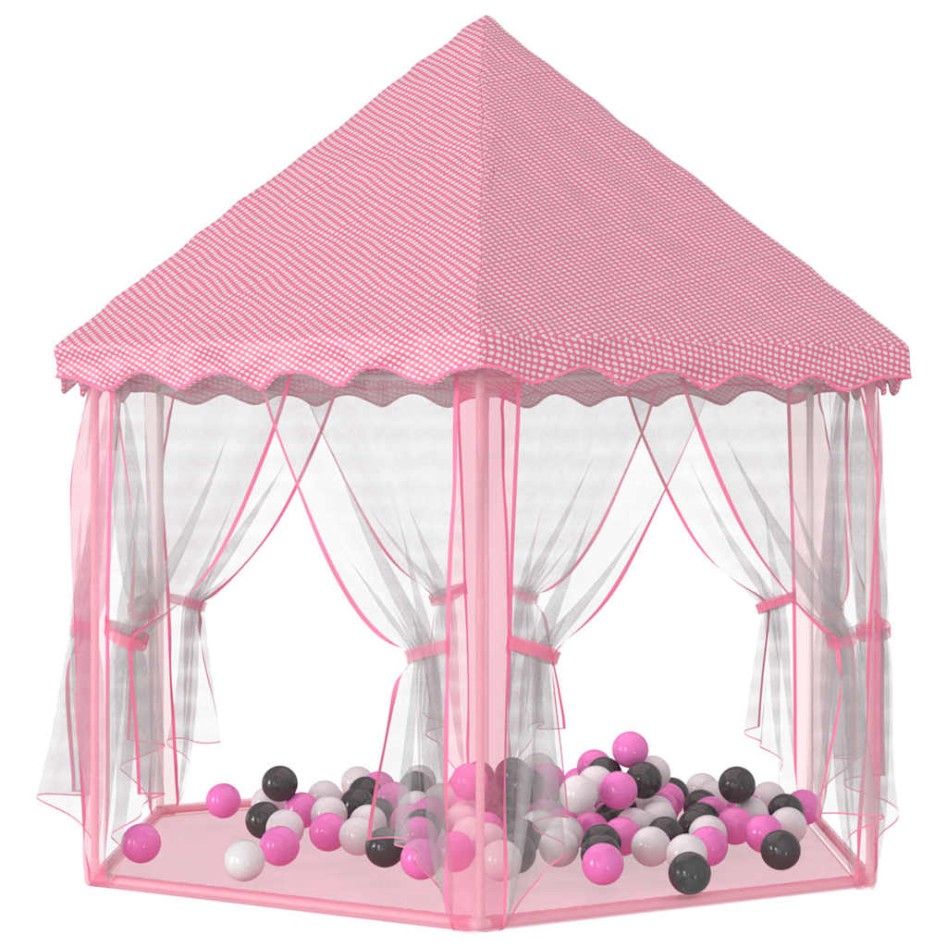 Carpa de juegos de princesa con 250 bolas rosa 133x140