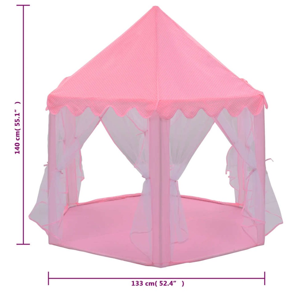 Carpa de juegos de princesa con 250 bolas rosa 133x140