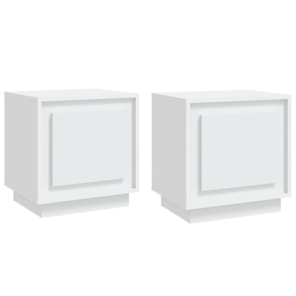 Mesitas de noche 2 uds madera contrachapada blanco 44x35x45