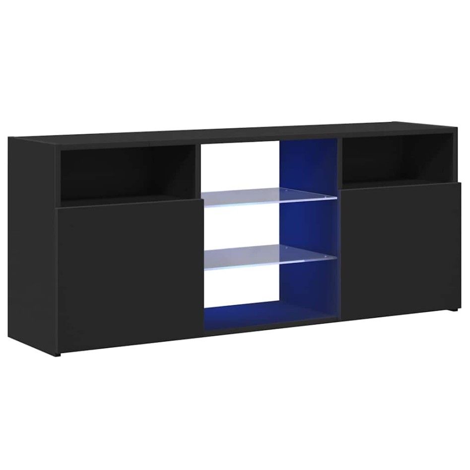 Mueble de TV con luces LED negro 120x30x50