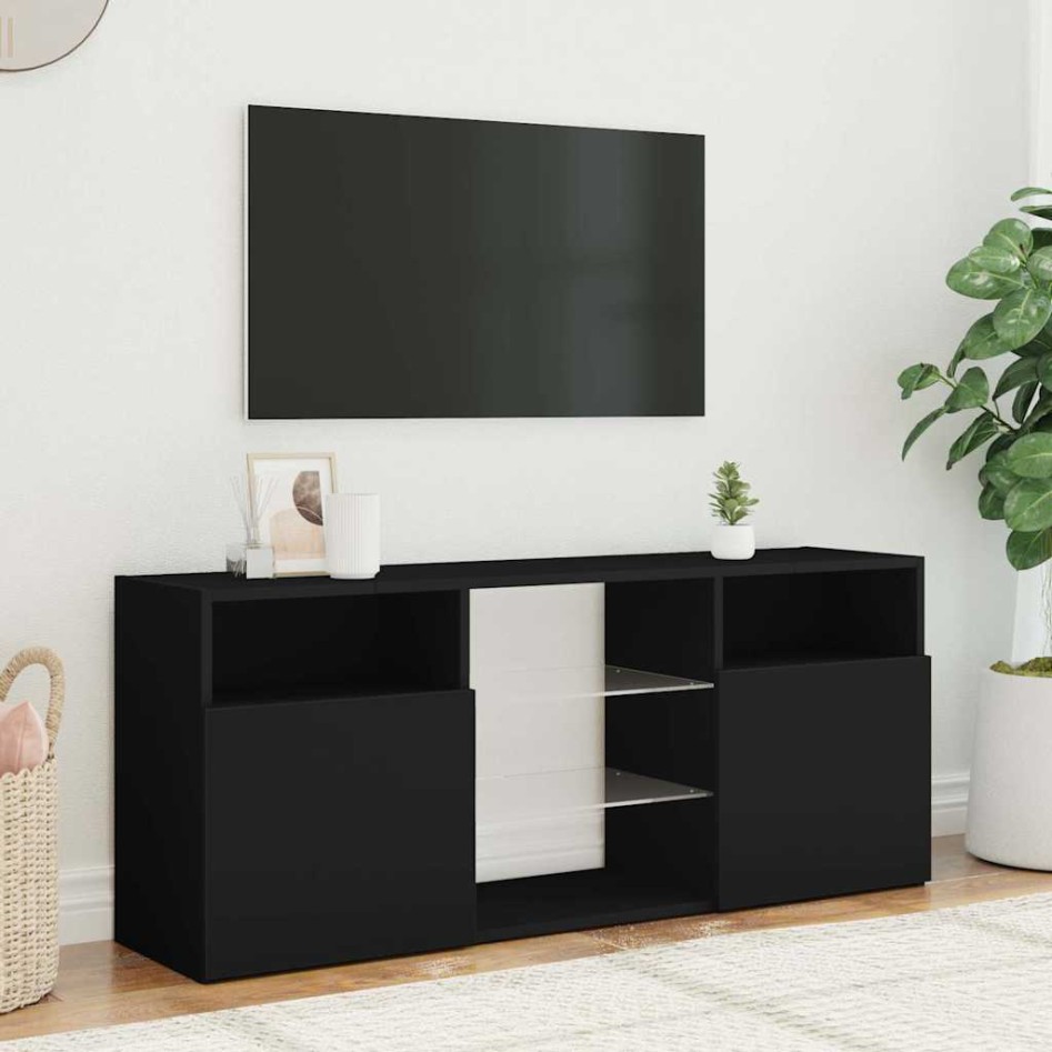 Mueble de TV con luces LED negro 120x30x50