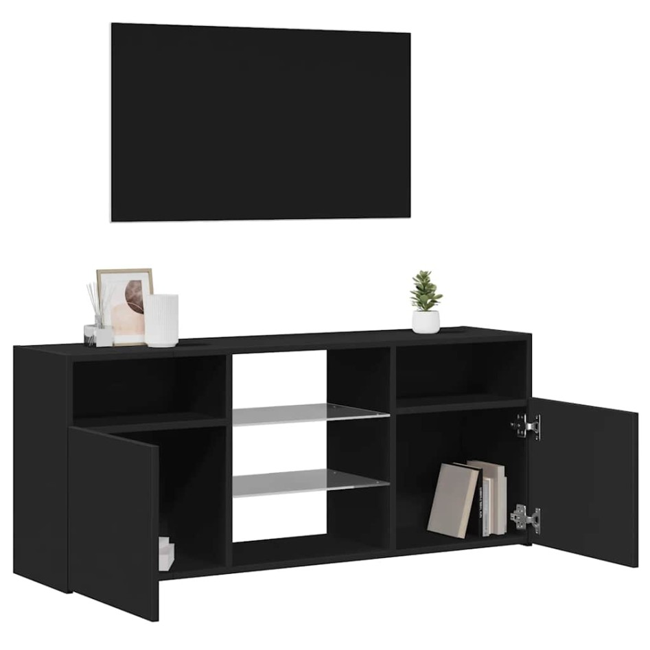 Mueble de TV con luces LED negro 120x30x50