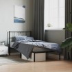 Estructura cama sin colchón con cabecero metal negro 75x190 cm
