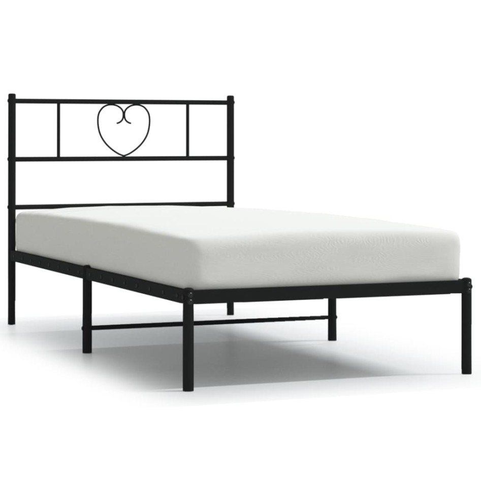 Estructura cama sin colchón con cabecero metal negro 75x190