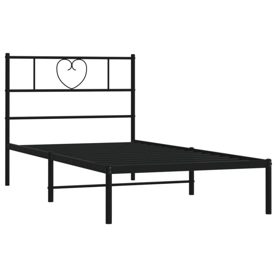 Estructura cama sin colchón con cabecero metal negro 75x190