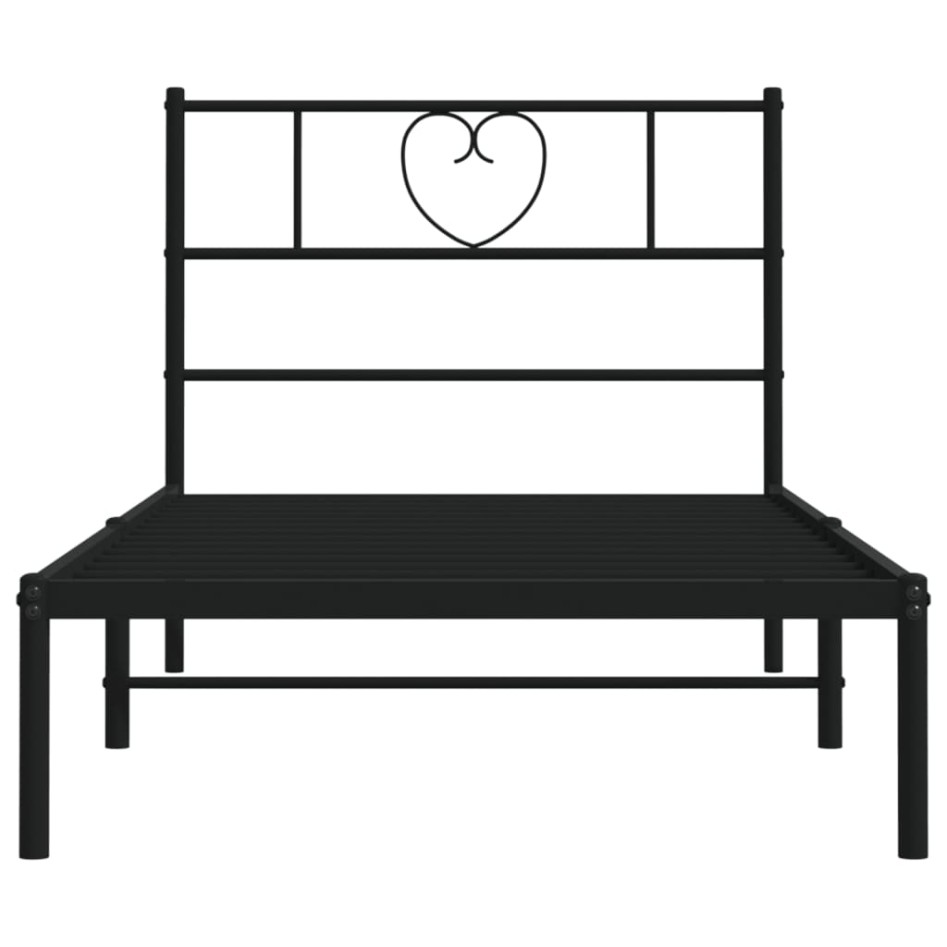 Estructura cama sin colchón con cabecero metal negro 75x190