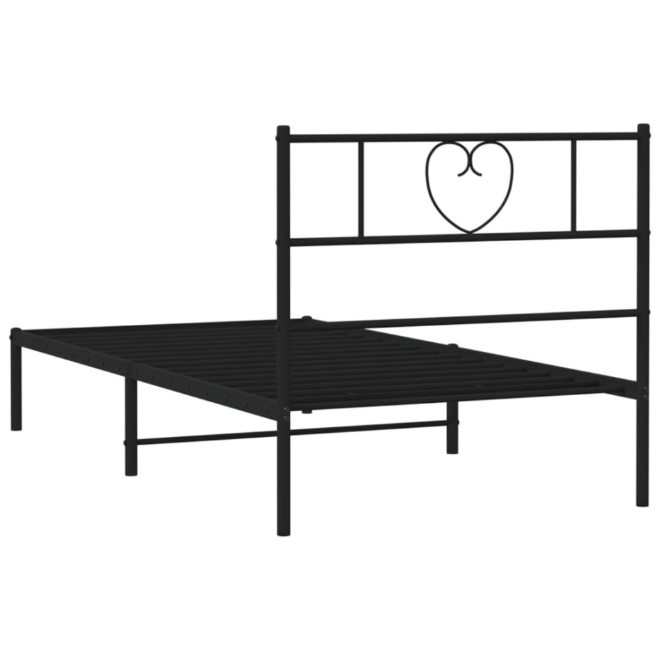 Estructura cama sin colchón con cabecero metal negro 75x190