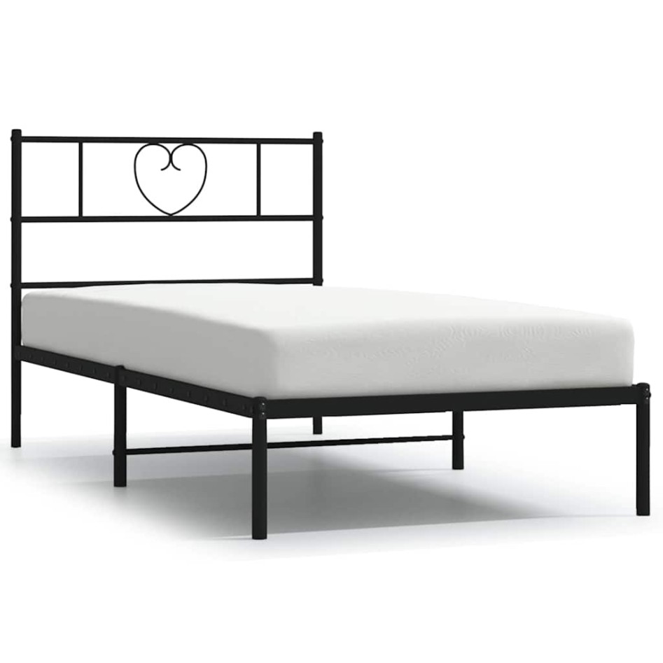 Estructura cama sin colchón con cabecero metal negro 100x200