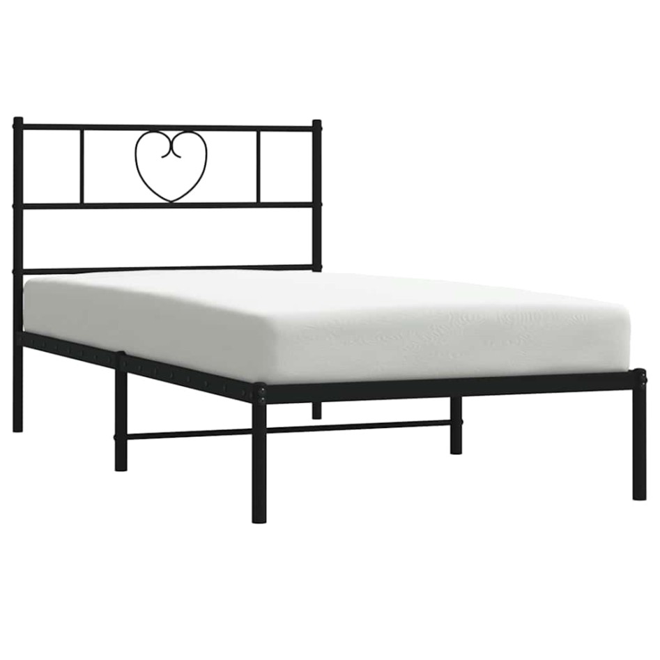 Estructura cama sin colchón con cabecero metal negro 100x200