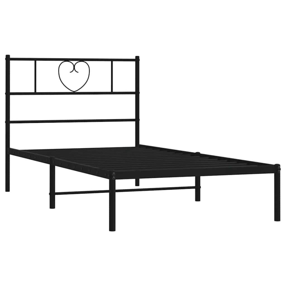 Estructura cama sin colchón con cabecero metal negro 100x200