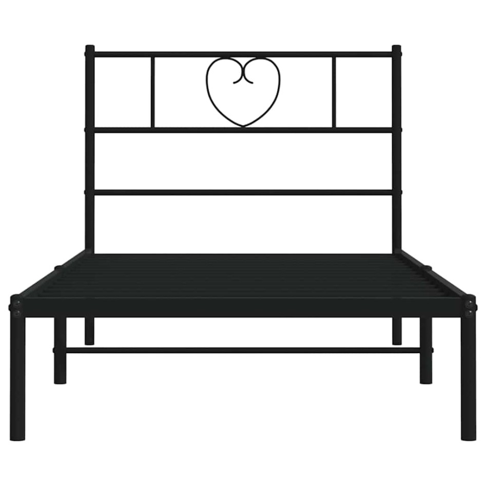 Estructura cama sin colchón con cabecero metal negro 100x200