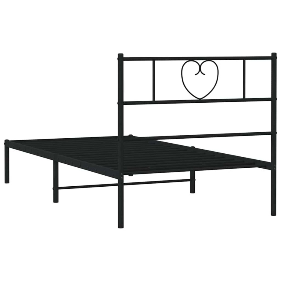 Estructura cama sin colchón con cabecero metal negro 100x200