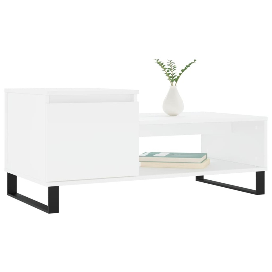 Mesa de centro madera contrachapada blanco 100x50x45