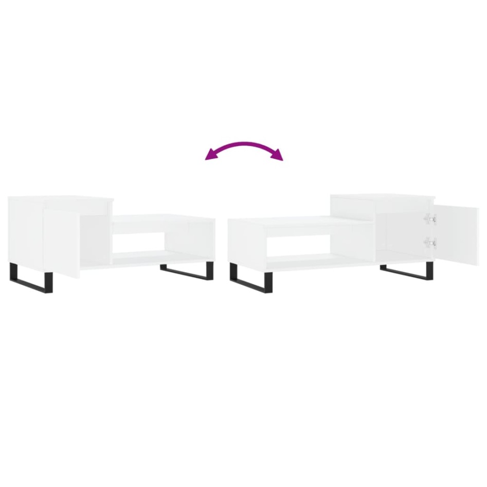 Mesa de centro madera contrachapada blanco 100x50x45