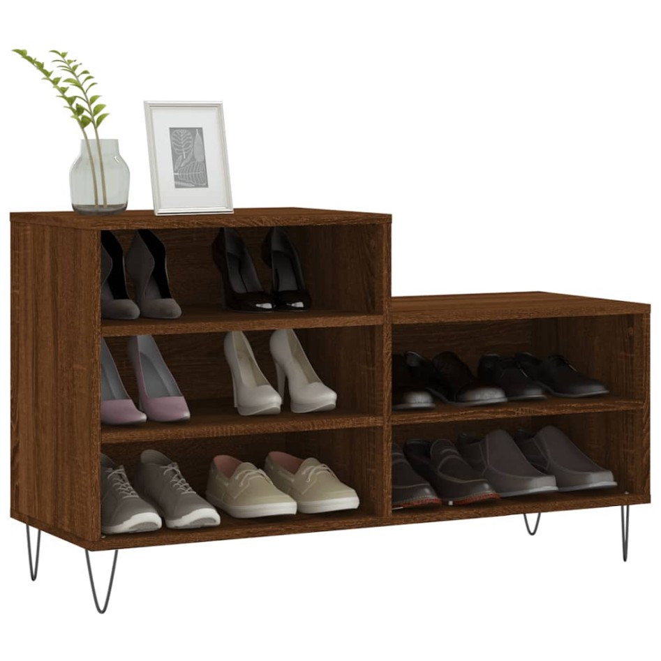 Mueble zapatero madera contrachapada roble marrón 102x36x60
