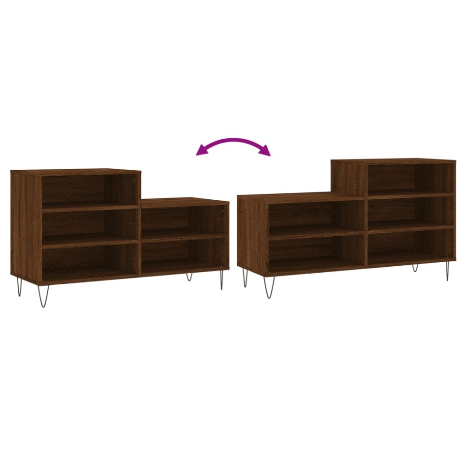 Mueble zapatero madera contrachapada roble marrón 102x36x60
