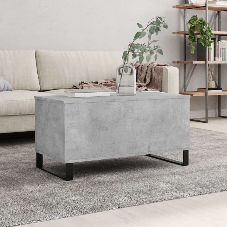 Mesa de centro madera contrachapada gris hormigón 90x44,5x45