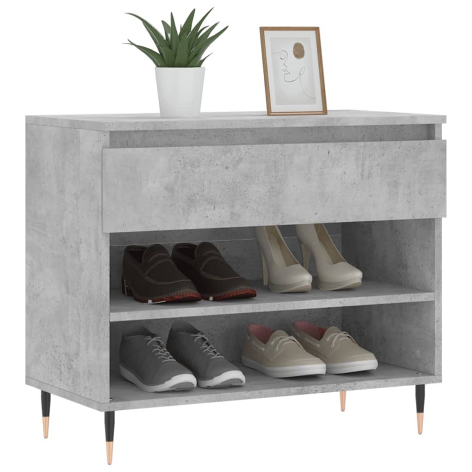 Mueble zapatero madera contrachapada gris hormigón 70x36x60