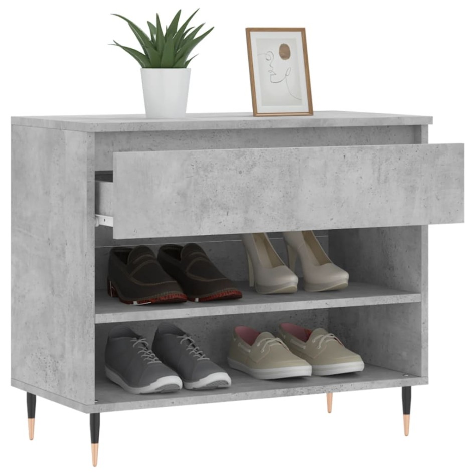 Mueble zapatero madera contrachapada gris hormigón 70x36x60