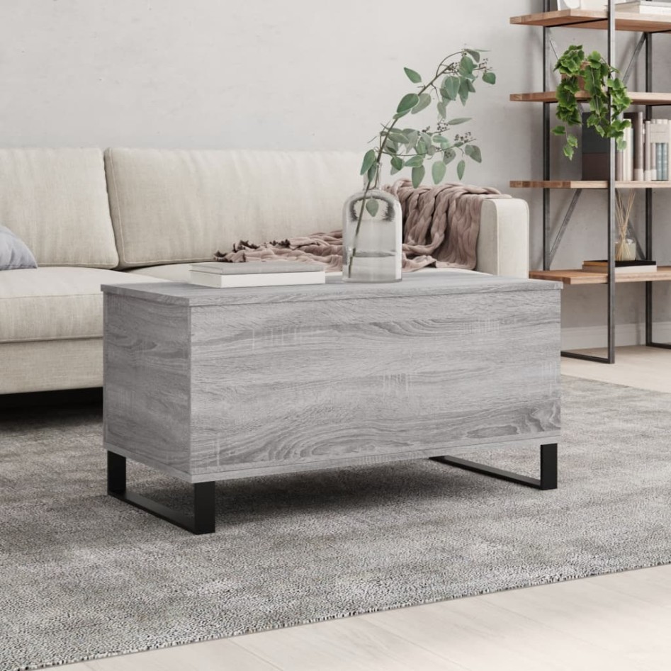 Mesa de centro madera contrachapada gris Sonoma 90x44,5x45