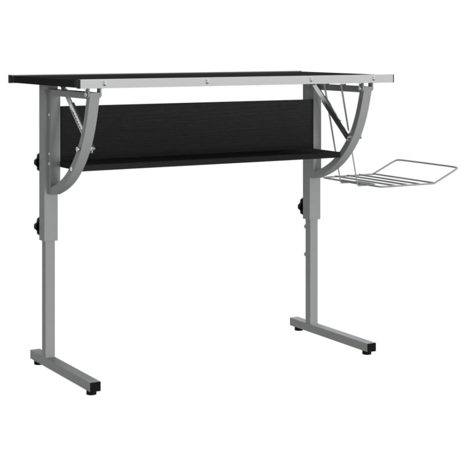 Mesa de dibujo madera y acero negro y gris 110x53x(58-87)