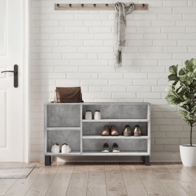 Mueble zapatero madera contrachapada gris hormigón 102x36x60
