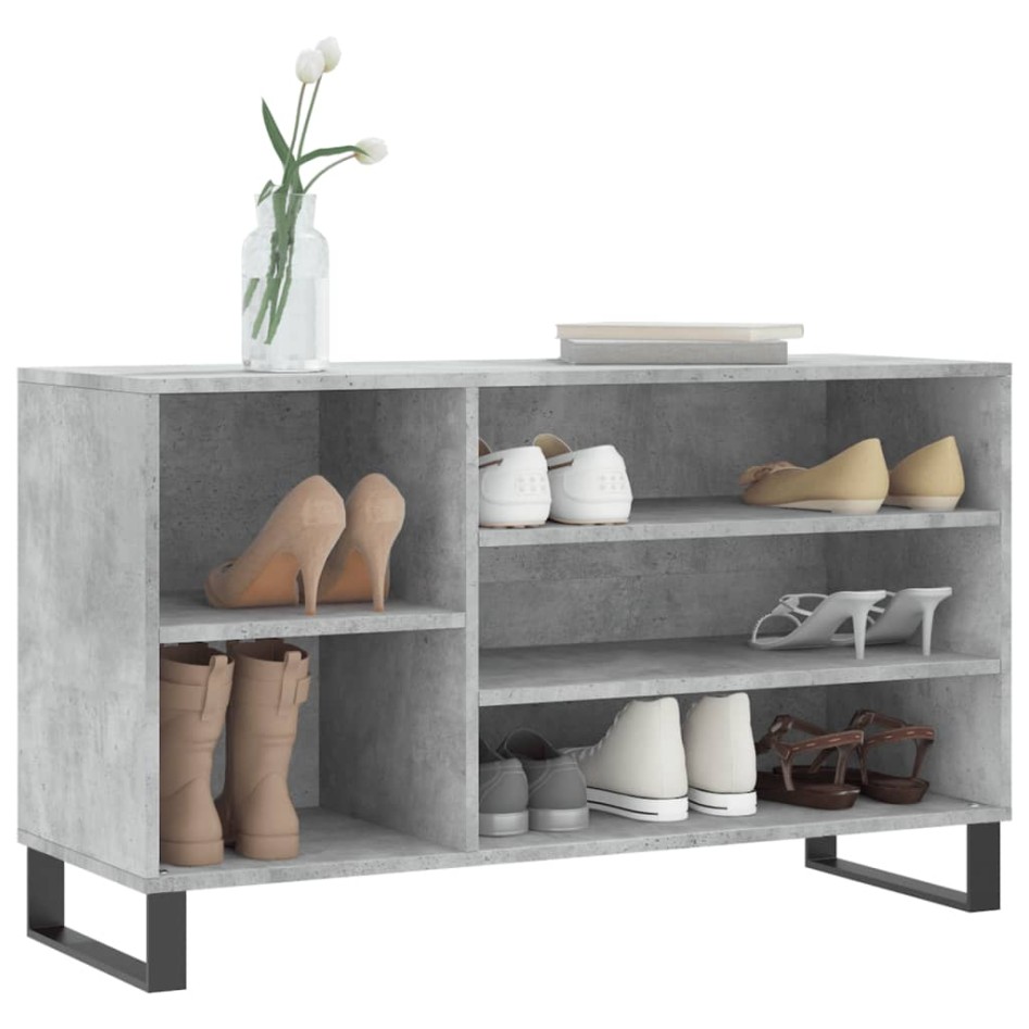 Mueble zapatero madera contrachapada gris hormigón 102x36x60