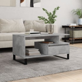 Mesa de centro madera contrachapada gris hormigón 90x49x45