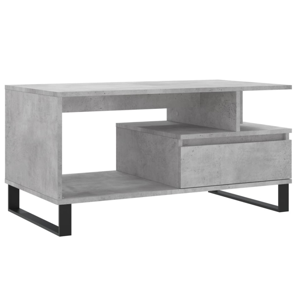 Mesa de centro madera contrachapada gris hormigón 90x49x45