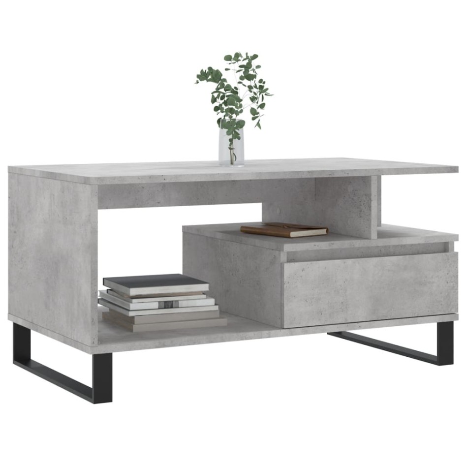 Mesa de centro madera contrachapada gris hormigón 90x49x45