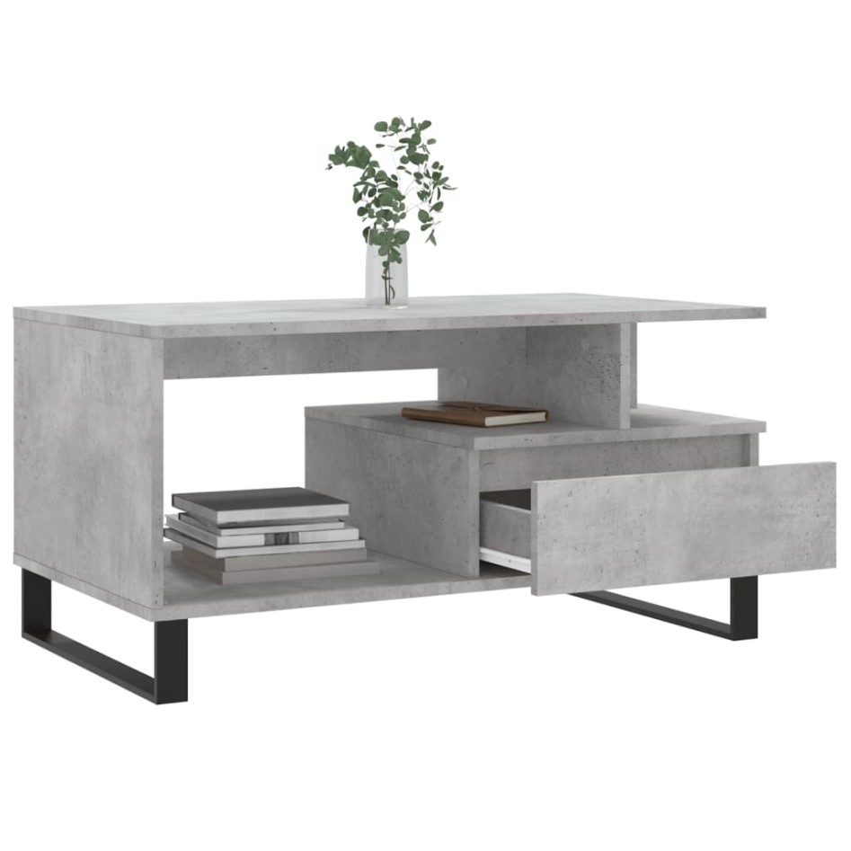 Mesa de centro madera contrachapada gris hormigón 90x49x45