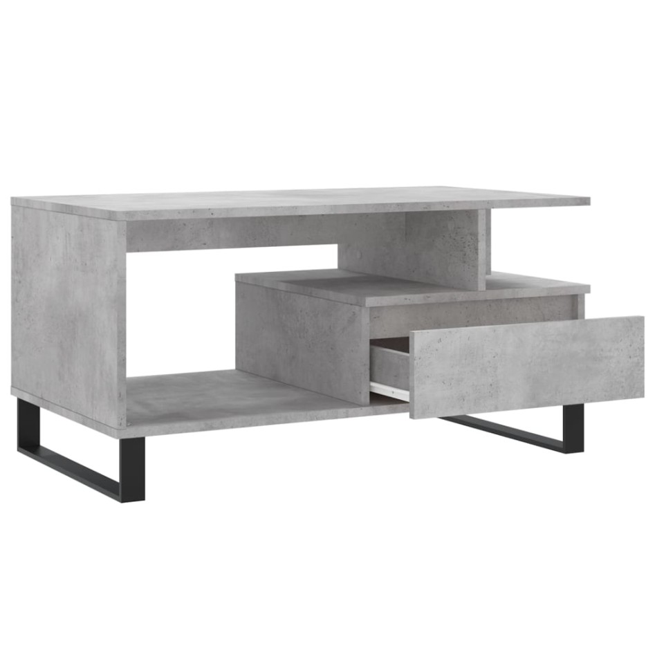Mesa de centro madera contrachapada gris hormigón 90x49x45