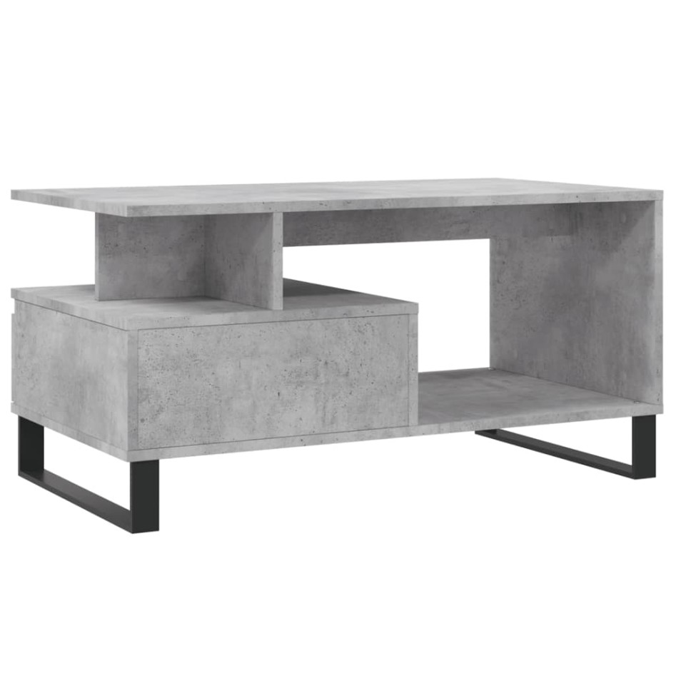 Mesa de centro madera contrachapada gris hormigón 90x49x45