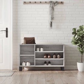 Mueble zapatero madera contrachapada gris Sonoma 102x36x60