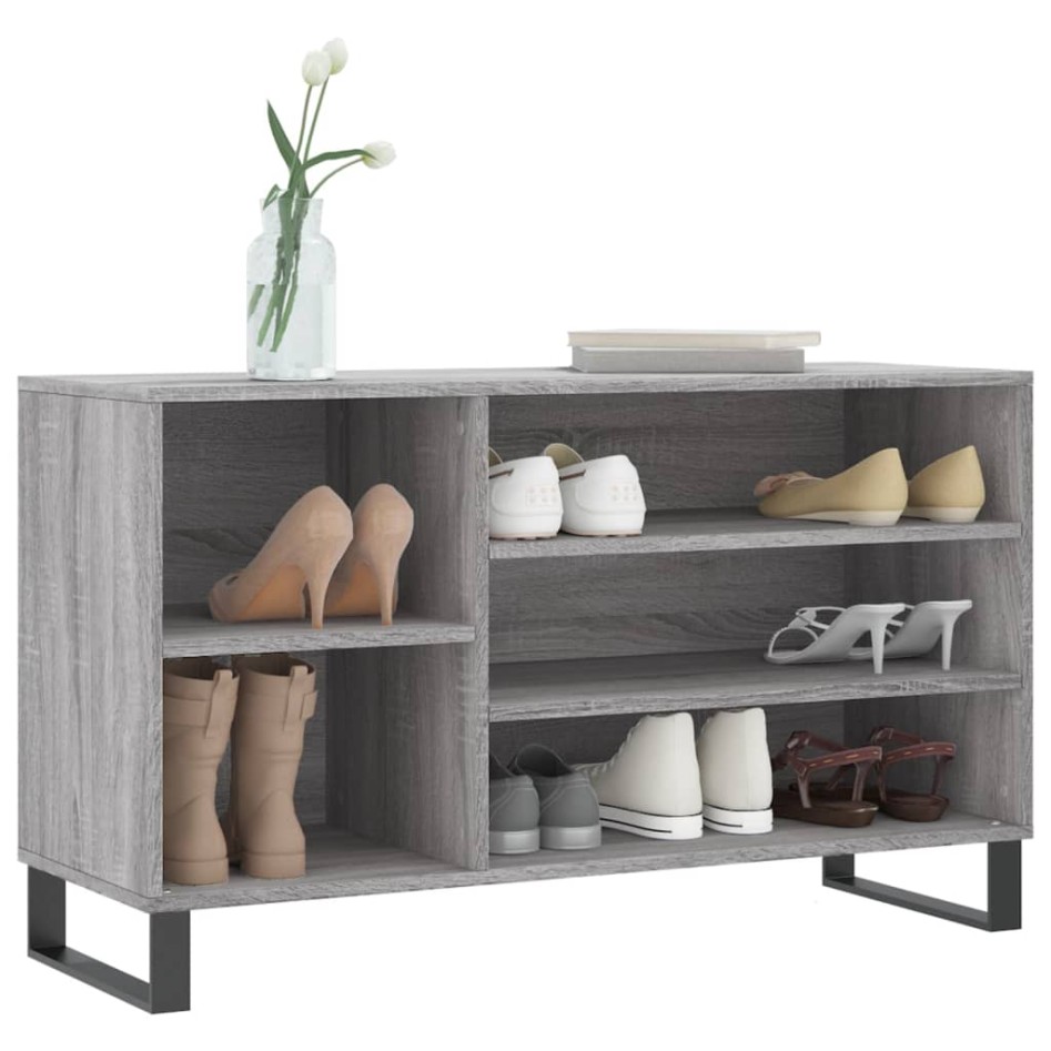 Mueble zapatero madera contrachapada gris Sonoma 102x36x60