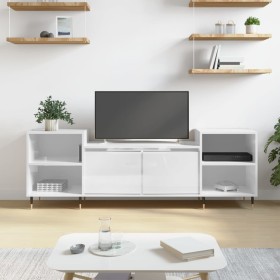 Mueble para TV madera contrachapada blanco brillo 160x35x55