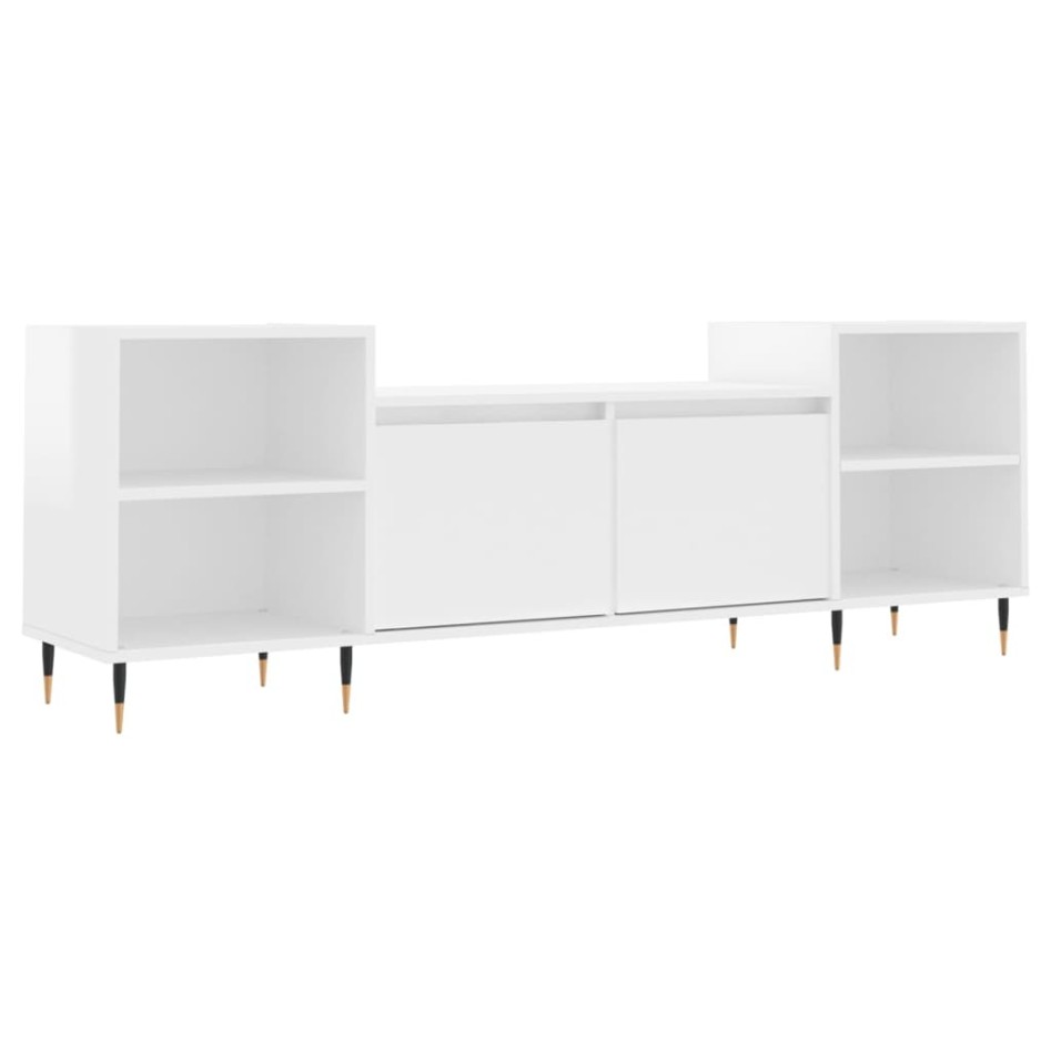 Mueble para TV madera contrachapada blanco brillo 160x35x55