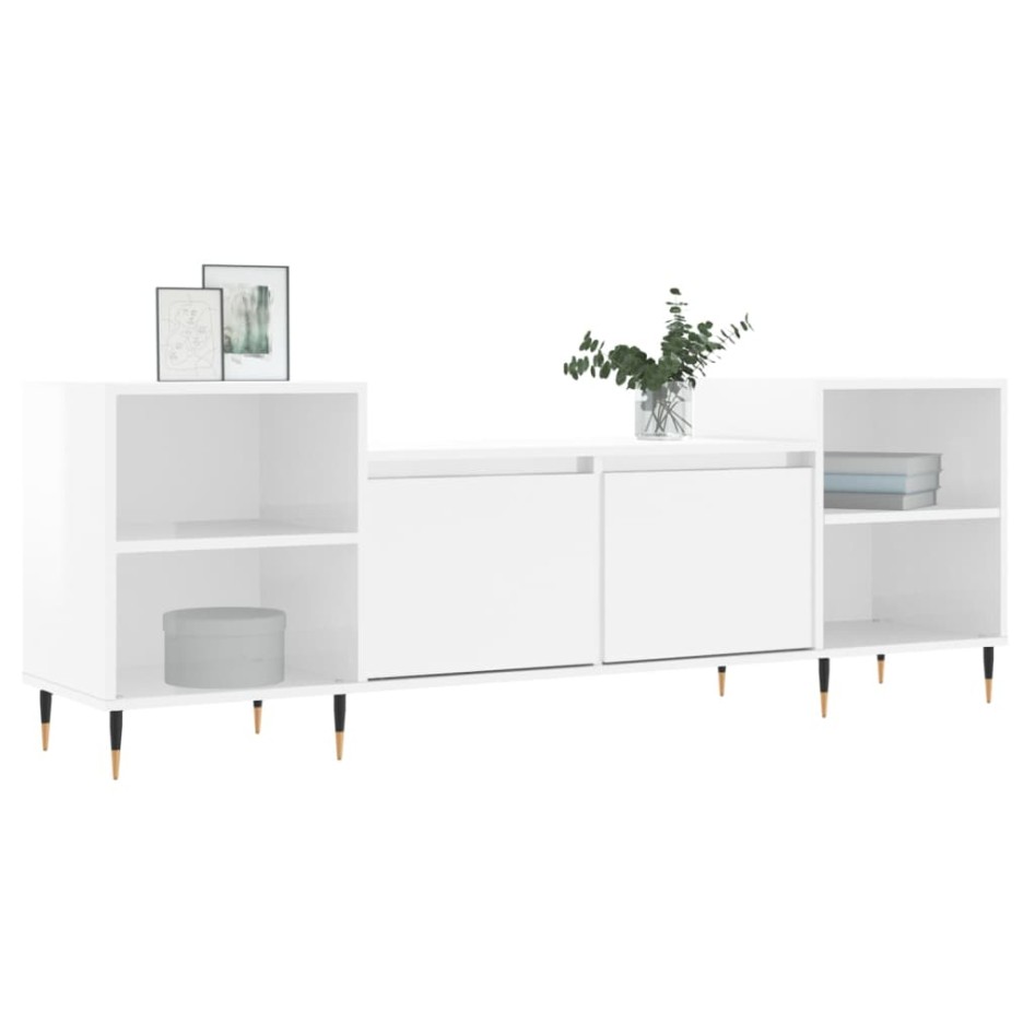 Mueble para TV madera contrachapada blanco brillo 160x35x55