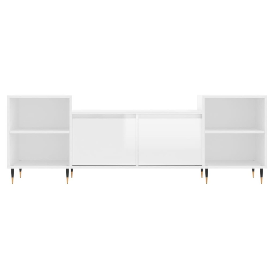 Mueble para TV madera contrachapada blanco brillo 160x35x55