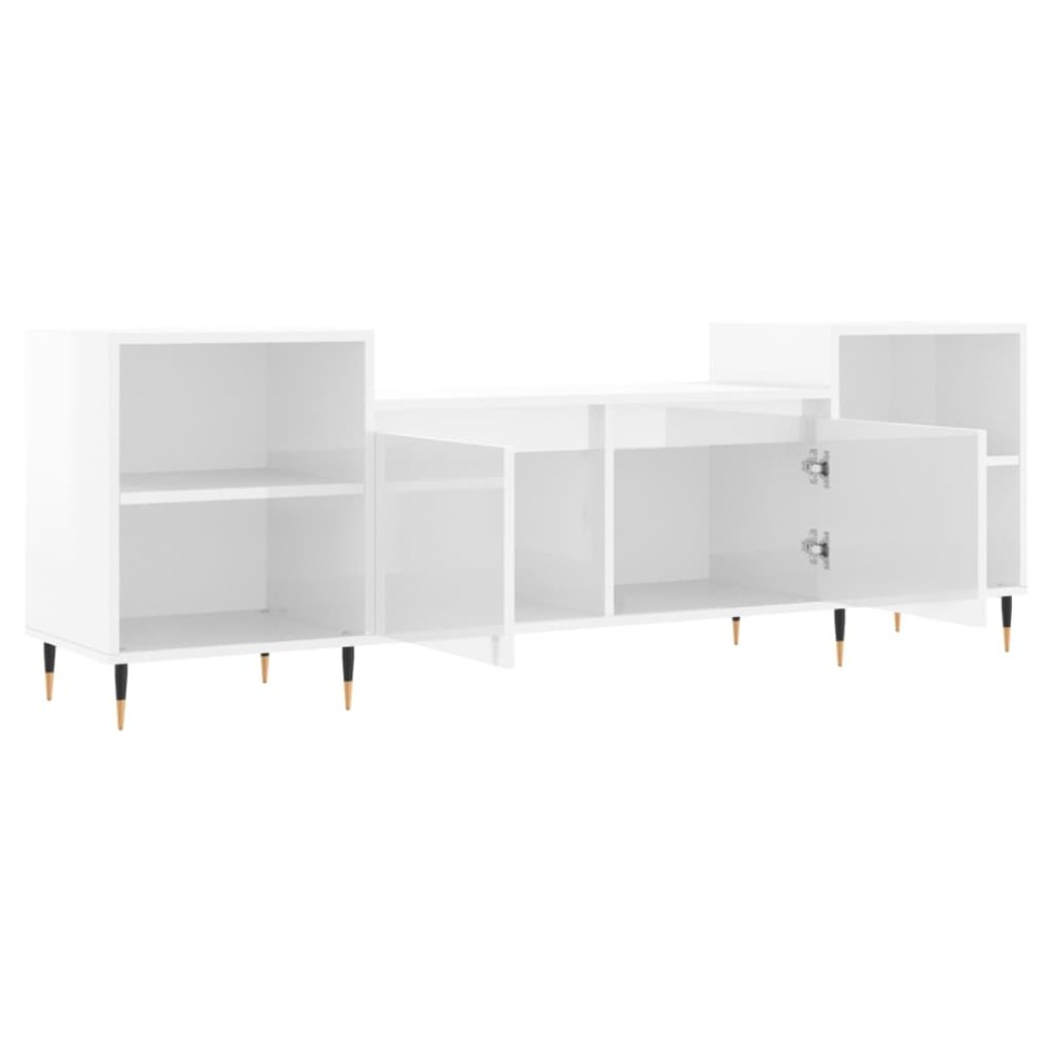 Mueble para TV madera contrachapada blanco brillo 160x35x55