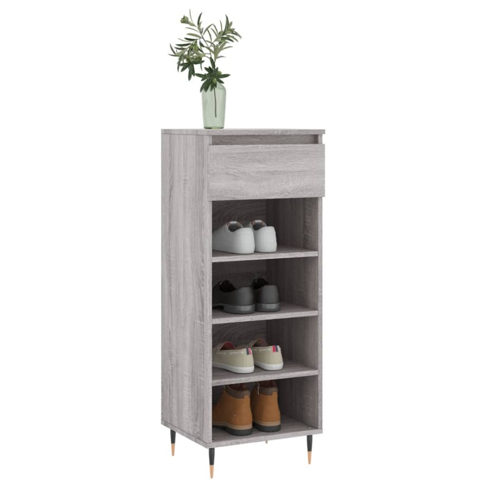 Mueble zapatero madera contrachapada gris Sonoma 40x36x105