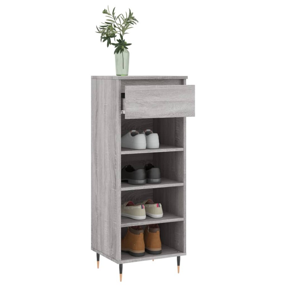 Mueble zapatero madera contrachapada gris Sonoma 40x36x105